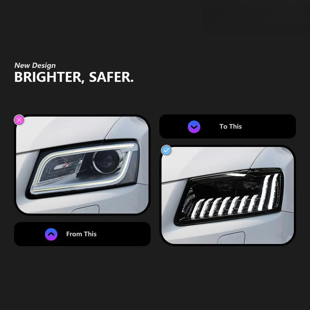 For Audi 2009-2018 Q5 Headlight Assembly LED Car Headlight DRL Signal Projector Lens Lamp Modification Q5 Upgrade Headlight