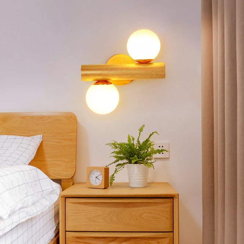 Modern Simple Study Bedroom Bedside Wall Lamps Hotel Guest Room Entrance Log Wind LED Full Spectrum Pleated Umbrella Wall Lamp