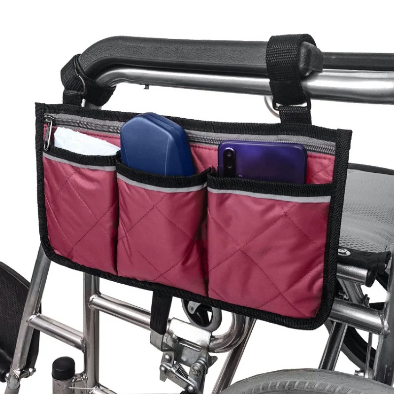 Wheelchair Armrest Bag Side Storage Bag Multi-pocket Storage Bag Reflective Strip Storage Wheelchair Hanging Bag