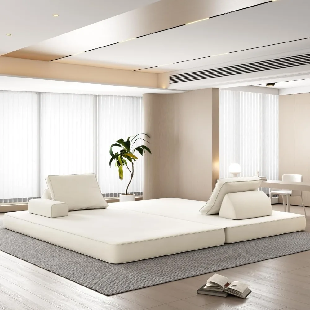 أريكة سرير كبيرة الحجم قابلة للتحويل، سرير نهاري كبير جدًا بعرض 86.6، أريكة بدون عظم، أريكة قابلة للطي على الأرض لشركة الشركة #4