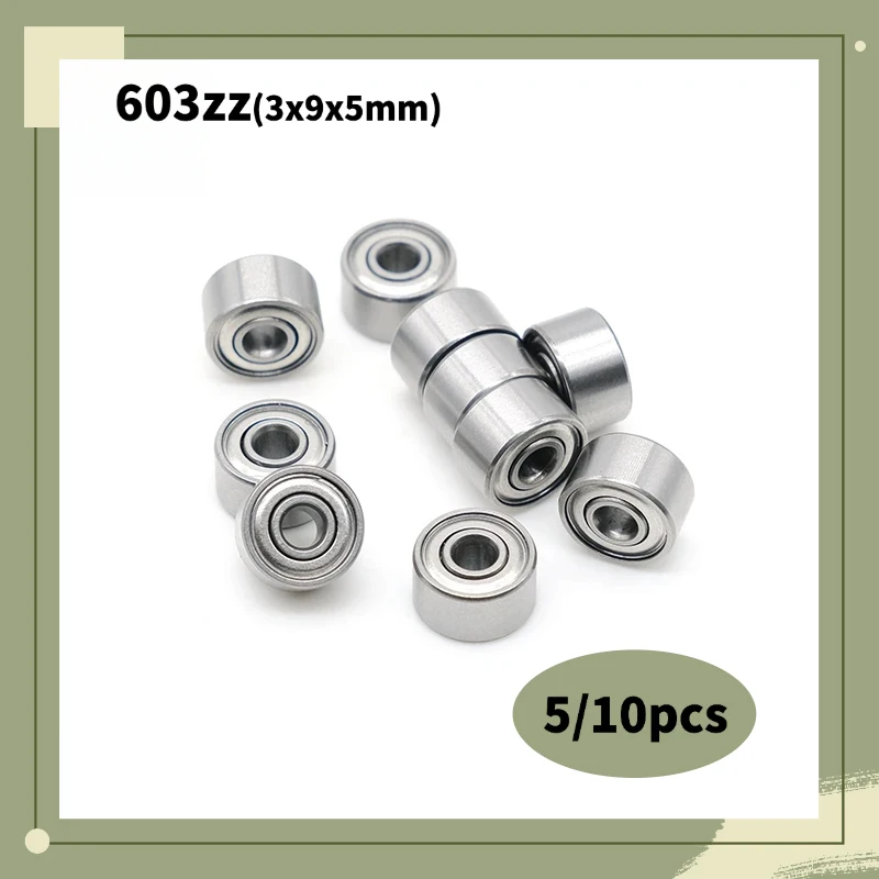 5/10Pcs 603ZZ Miniature Ball Bearings 3x9x5 mm – Double Metal Shield Deep Groove Bearings