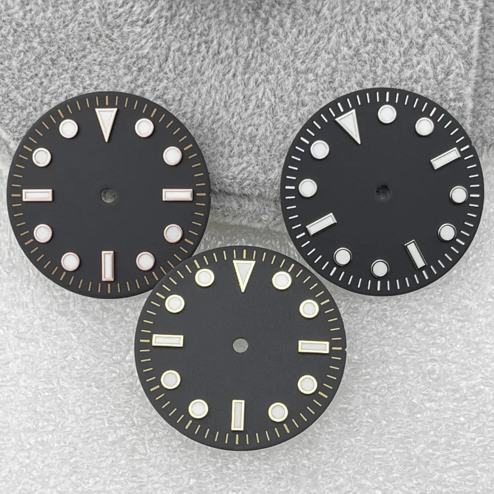 28.5mm BGW9 Blue Green Luminous Sterile Dial GMT Master Black Surface Unmarked Movement Improvement Custom Dial Replacement Part