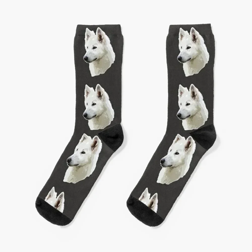 White Swiss Shepherd Stunning White Dog Socks designer Sports happy Ladies Socks Men's