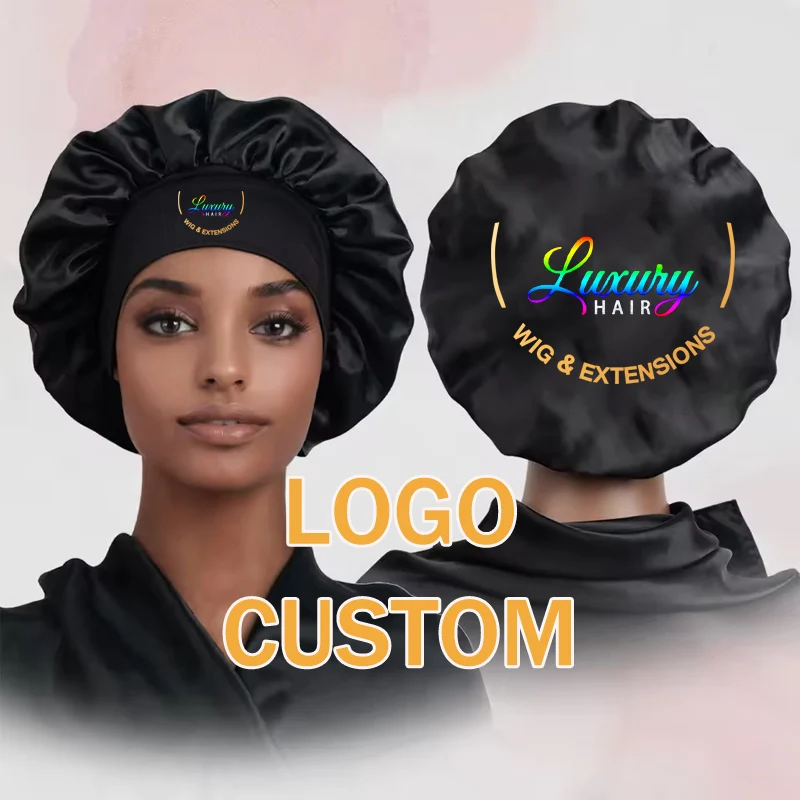 Satin Bonnet Hair Care Bonnets Logo Custom Overnight Sleeping Cap For Women Soft Silky Hair Bonnets Head Bonnet For Women