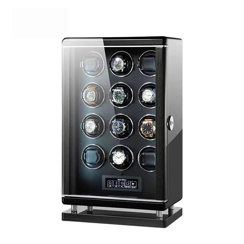 Luxury Wood Watch Winder 24 Slots Self Winding Watch Box 24 Watches Storage Case With Fingerprint Lock