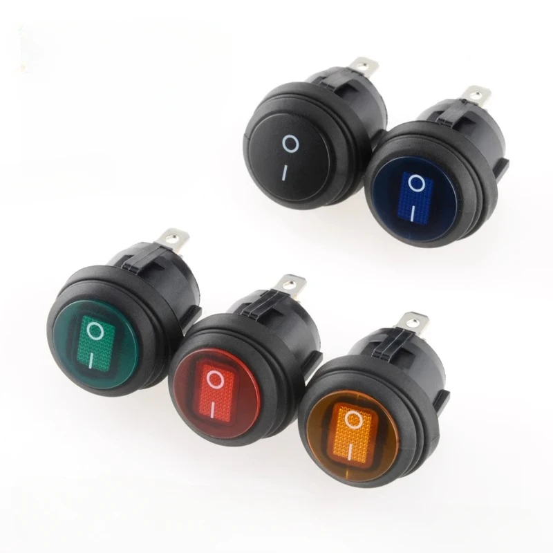 

10pcs on off waterproof vehicle boat switch round switch SPST 3pin rocker switch 6A 10A 250V 125V AC LED