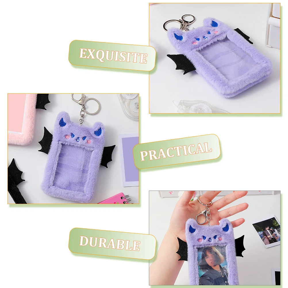 2 Pcs Plush Card Holder Wallets for Men Sleeves Visible Badge ID Clip Nurse