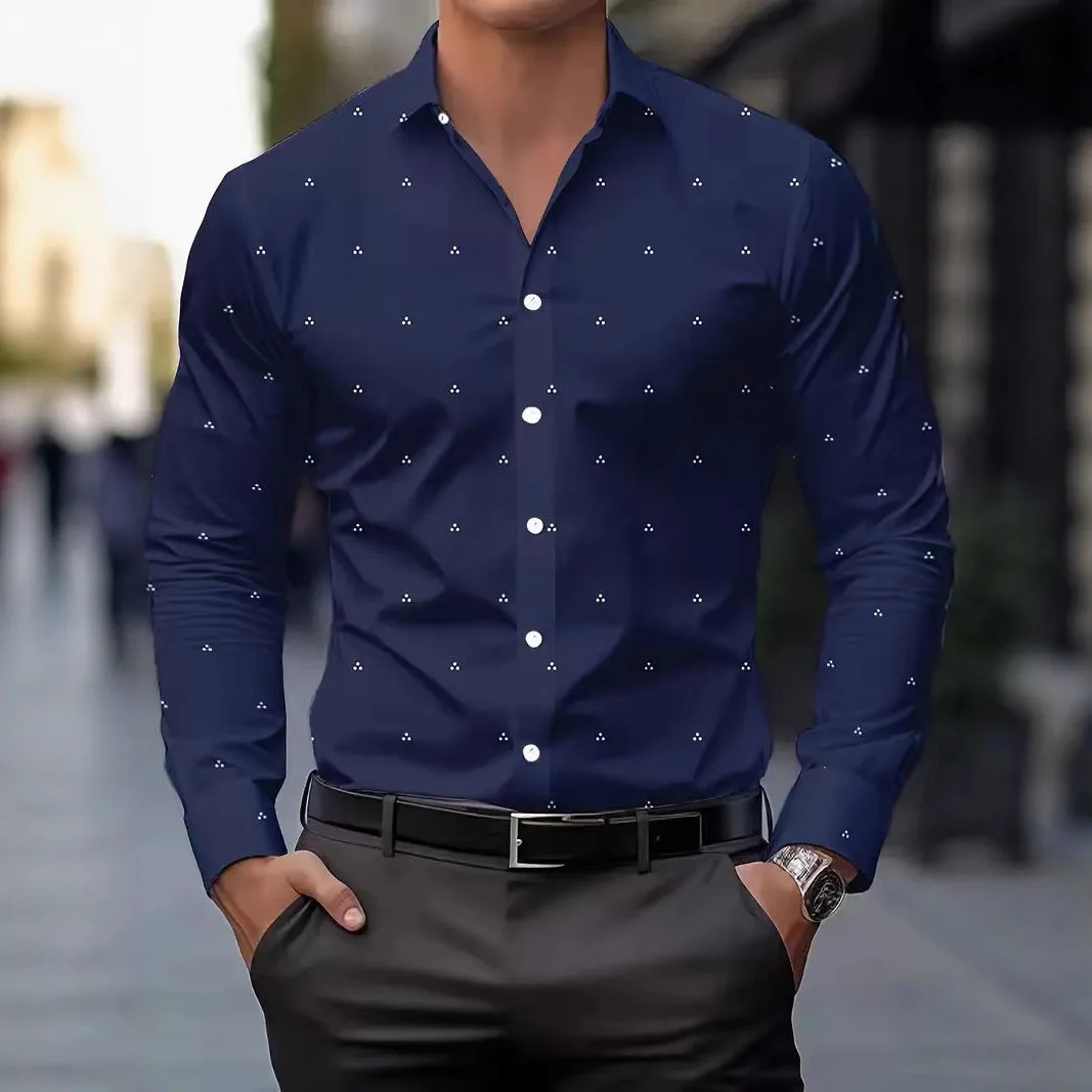 Spring And Autumn Men's Shirt Fashion Versatile Men's 3D Printed Long Sleeve Shirt