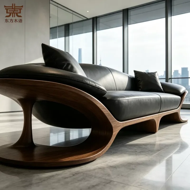 New Chinese Style North American Black Walnut Solid Wood Straight Row Sofa 2026 New Black High End Simple Modern Design