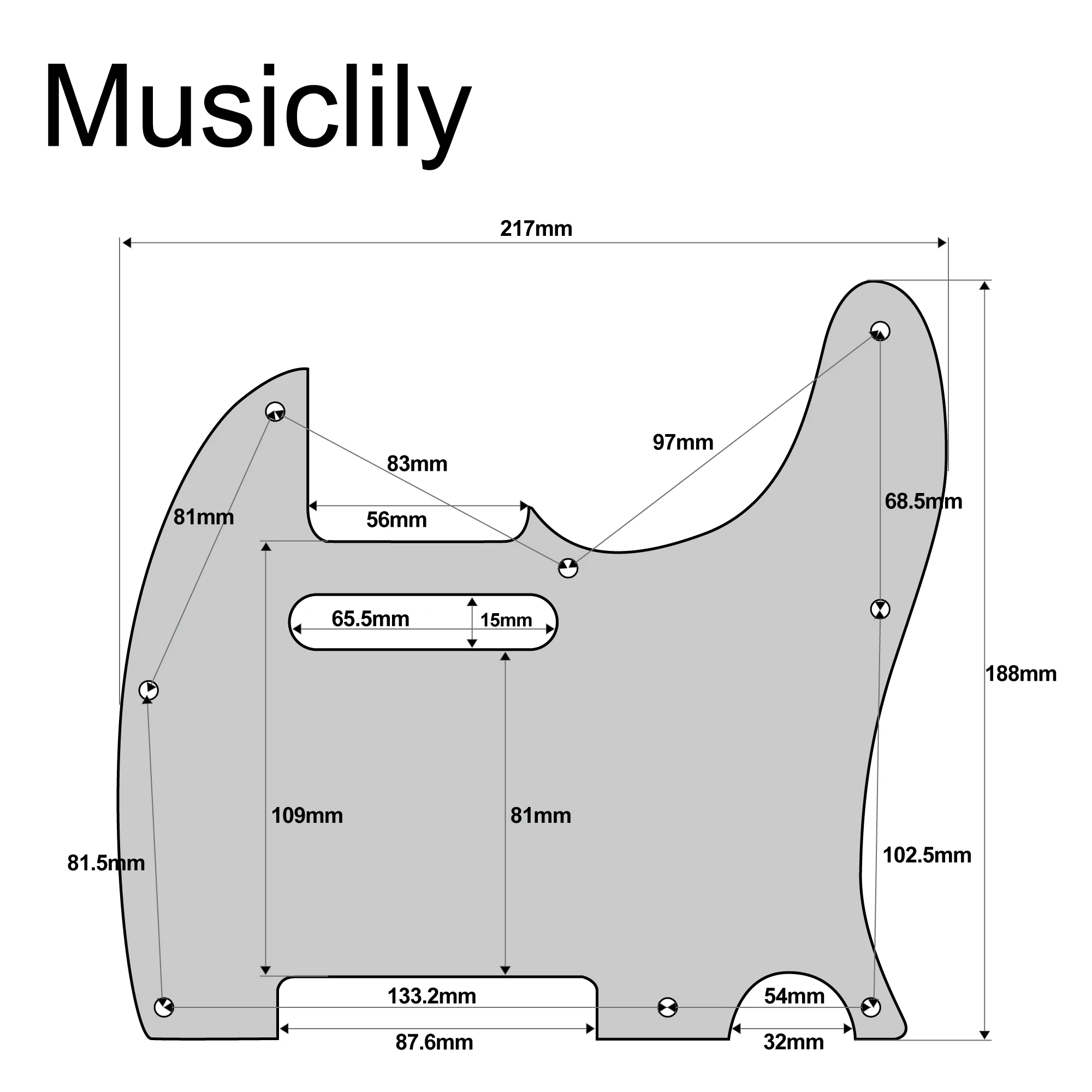 Musiclily Pro Pickguard Tele per chitarra a 8 fori per parafango JPN Made Japan Tele