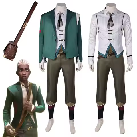 Arcane Ekko Cosplay Uniform Shoulder Bags Costume Disguise for Men Roleplay Outfits Jacket Pants Fantasy Halloween Carnival Suit