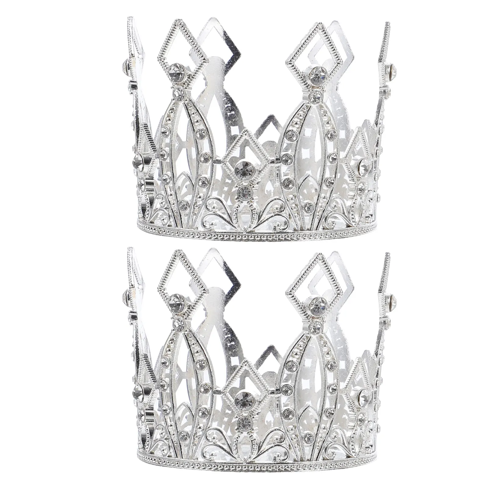 

2 Pcs Crown Decoration for Cake Topper Baking nament Silver Mini Crown Birthday Party Prom Photoshoot Cake Decor