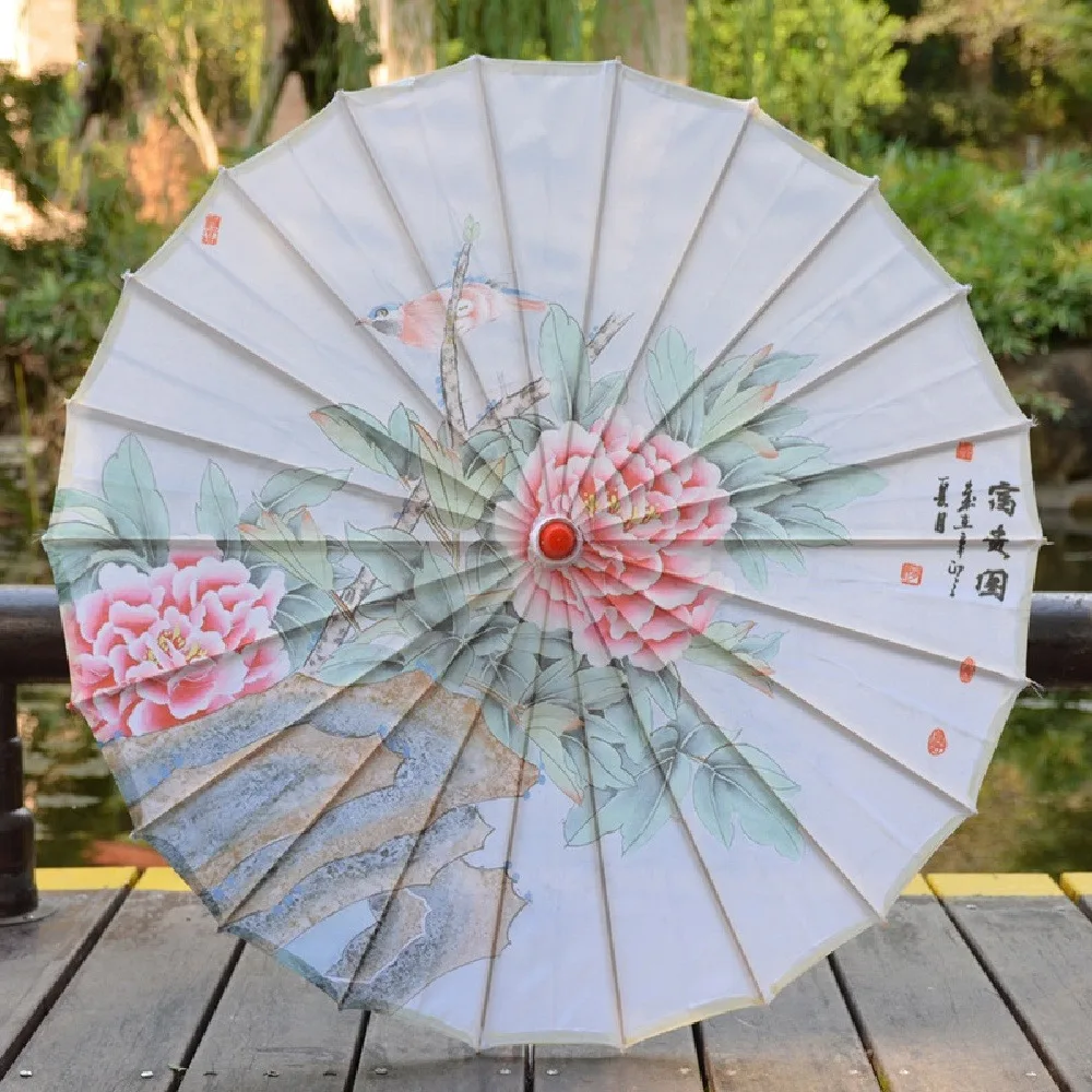 84CM Women's Umbrella Chinese Style Big Parasols Dance Japan Decorative Uv Anime Rain Classical Flower Oil Paper Ombrelle Hanfu