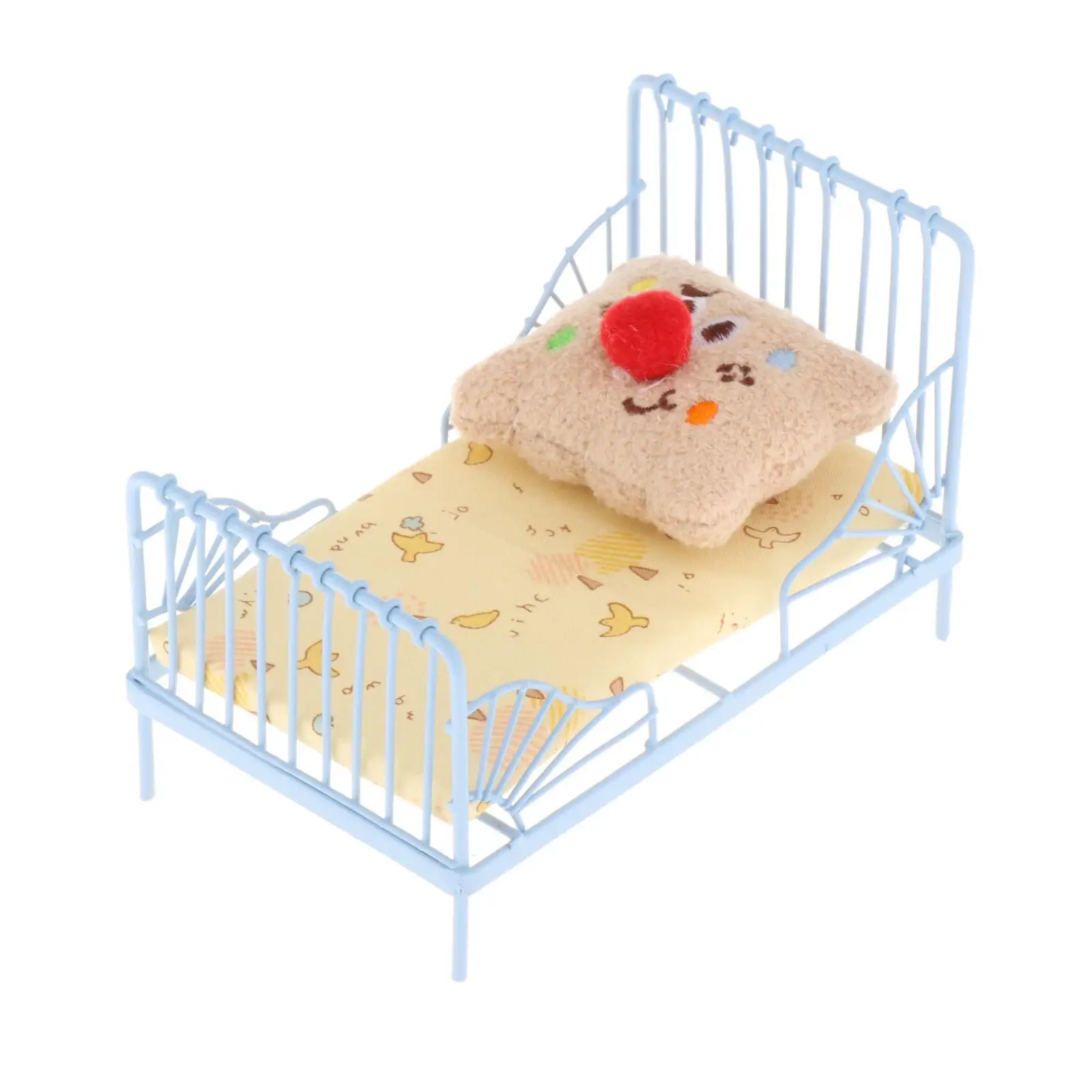 1/12 Schaal Miniatuur Bed Gele Vogel Diy Scene Accessoires Decor Accessoire