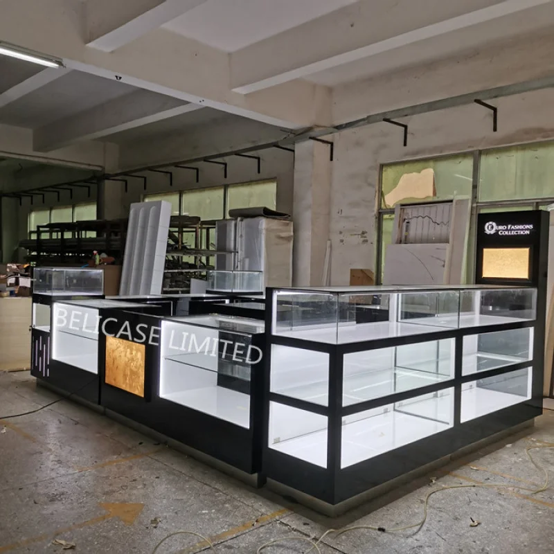 

2025customized. new luxury glass jewelry showcase unique jewelry retail shop counter kiosk jewellery display cabinet