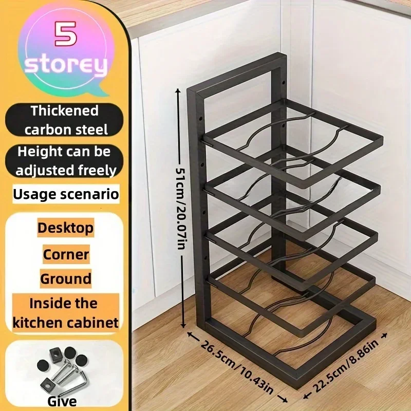 Adjustable Stainless Steel Pot Rack Multi-Layer Organizer Kitchen Storage Holder for Pots and Pans Household Use