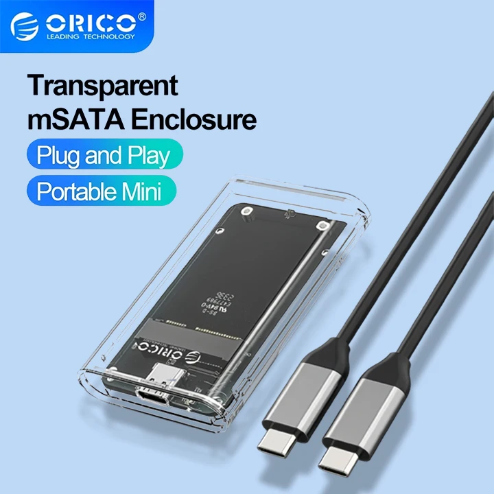 

ORICO mSATA SSD Enclosure Transparent MSATA To Type-C Hard Drive Case 5Gbps Laptop Solid State SSD Mini Portable External Box