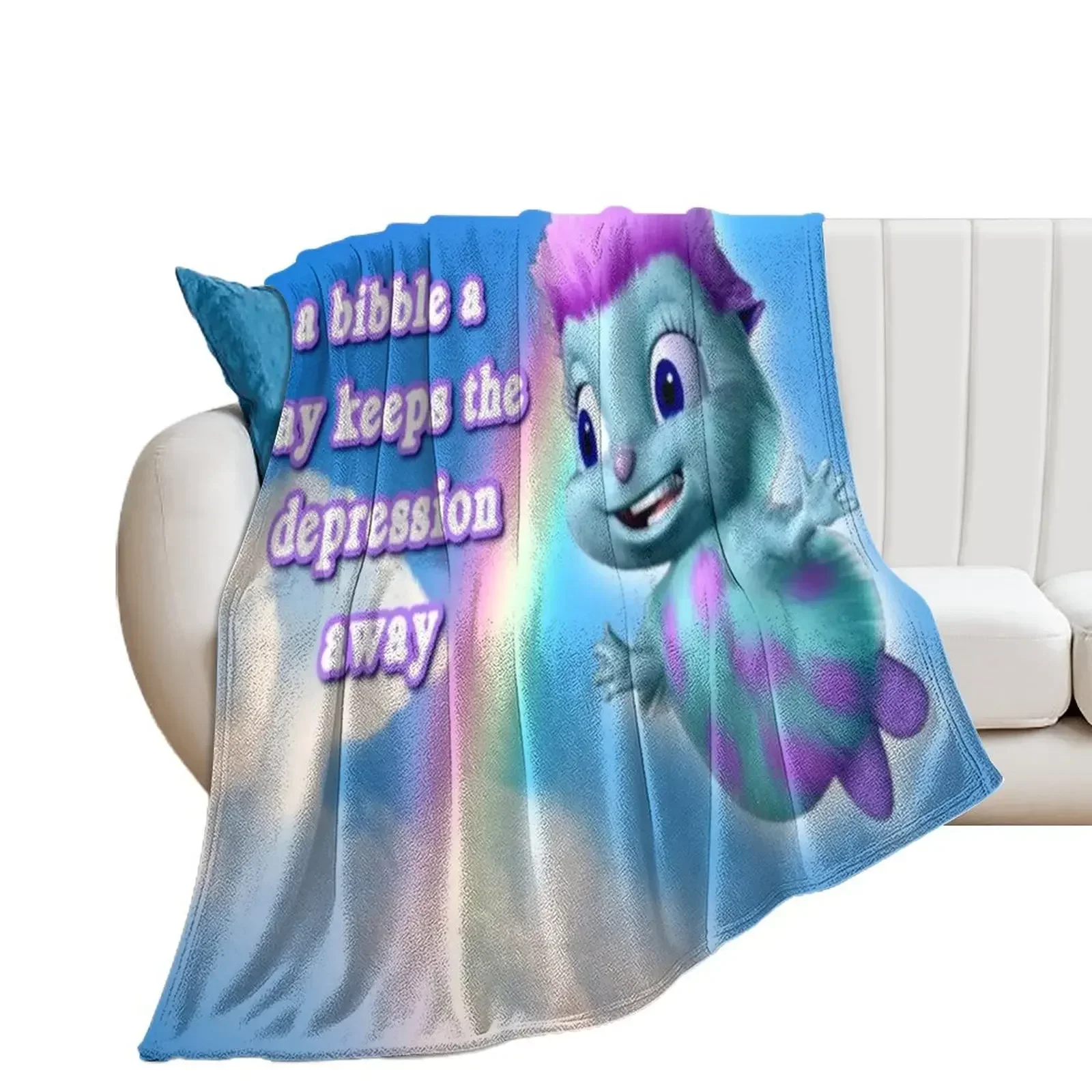 a bibble a days keeps the depression away Throw Blanket Furry Blankets Sofas Of Decoration cosplay anime Blankets