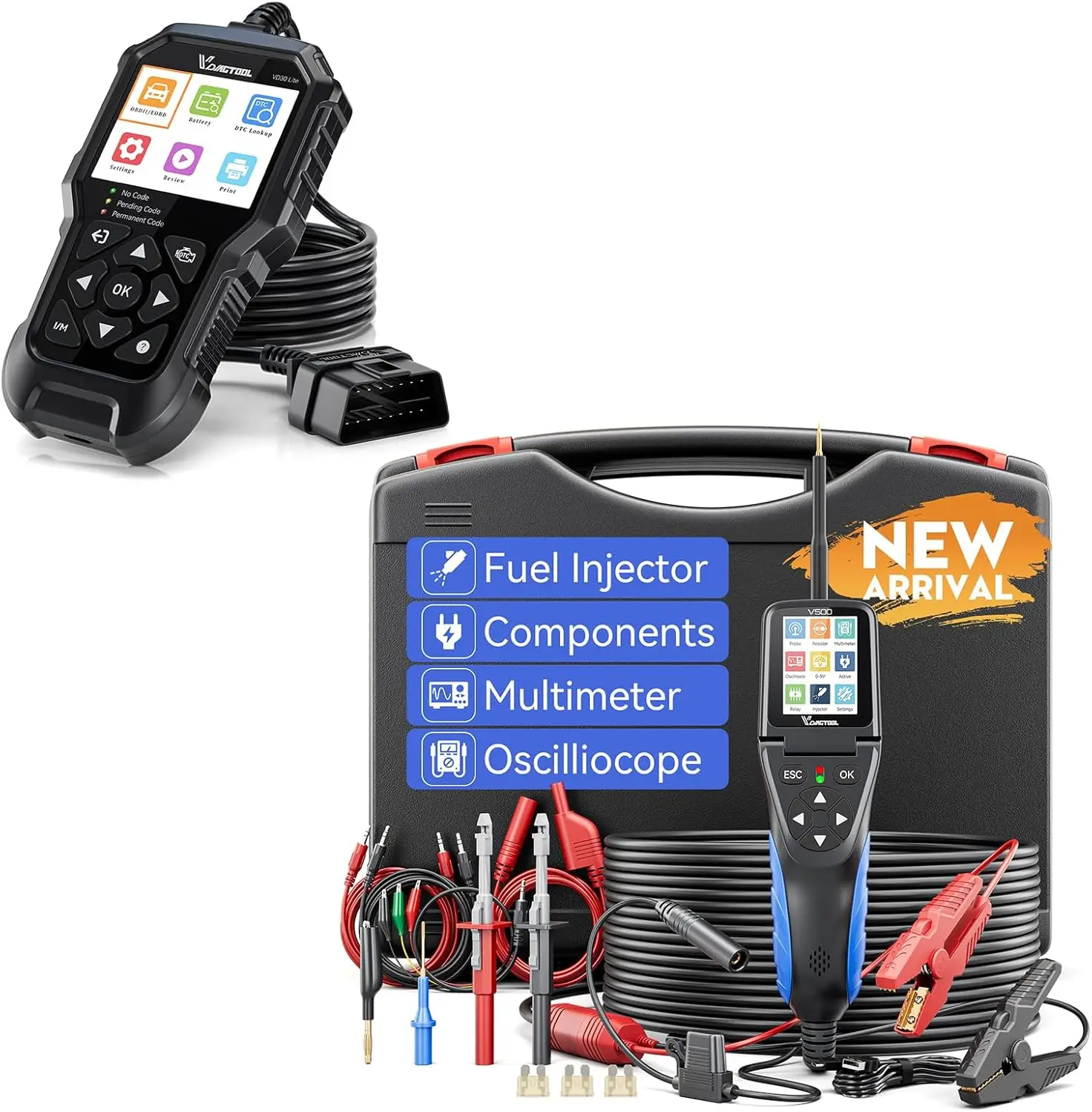 

Автомобильный считыватель кодов VD30 Pro с комплектом автоматического интеллектуального тестера цепи питания V500