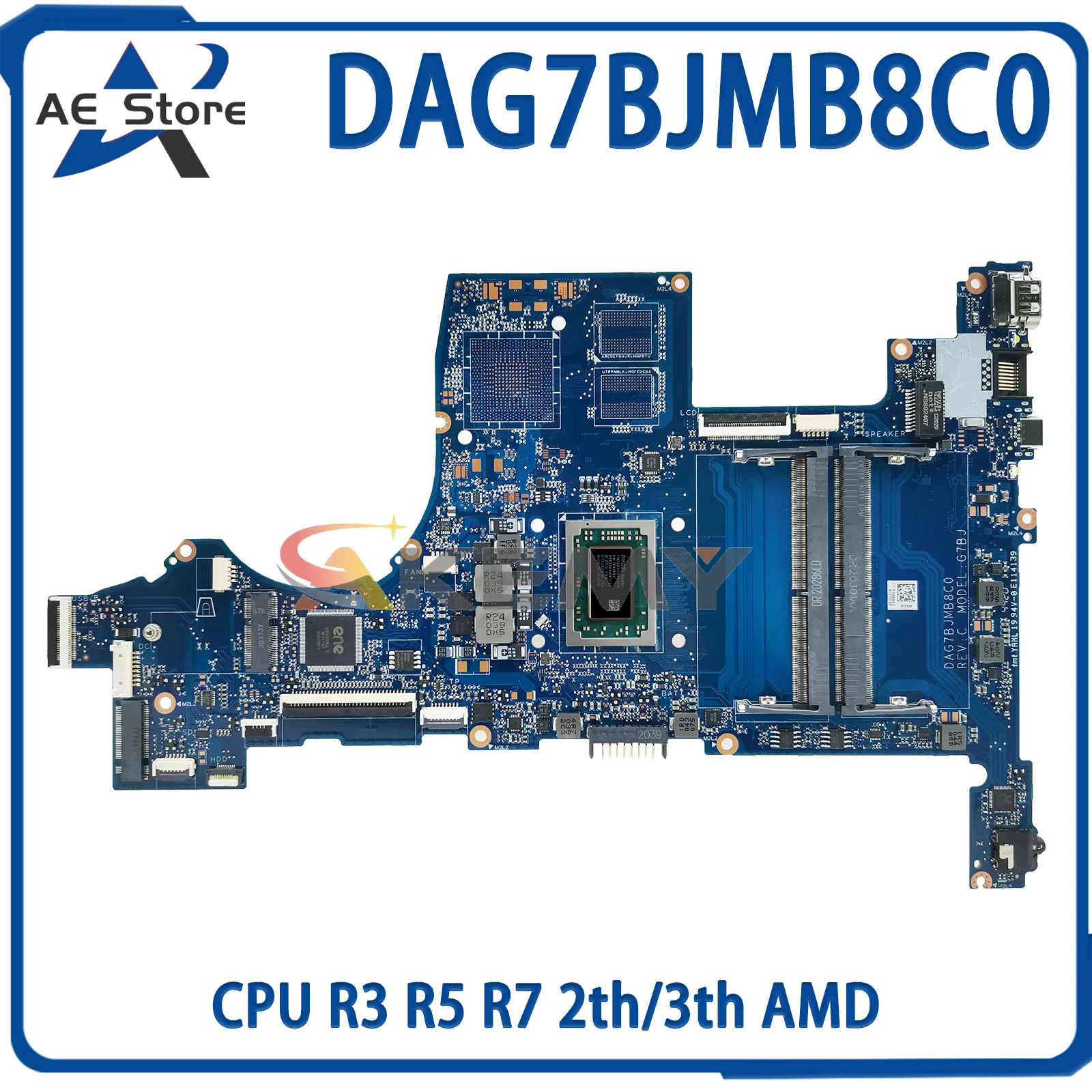 

AE DAG7BJMB8C0 Motherboard For HP Pavillion 15-CW TPN-Q210 L22761-001 L22761-601 Laptop Mainboard CPU R3 R5 R7 2th/3th AMD