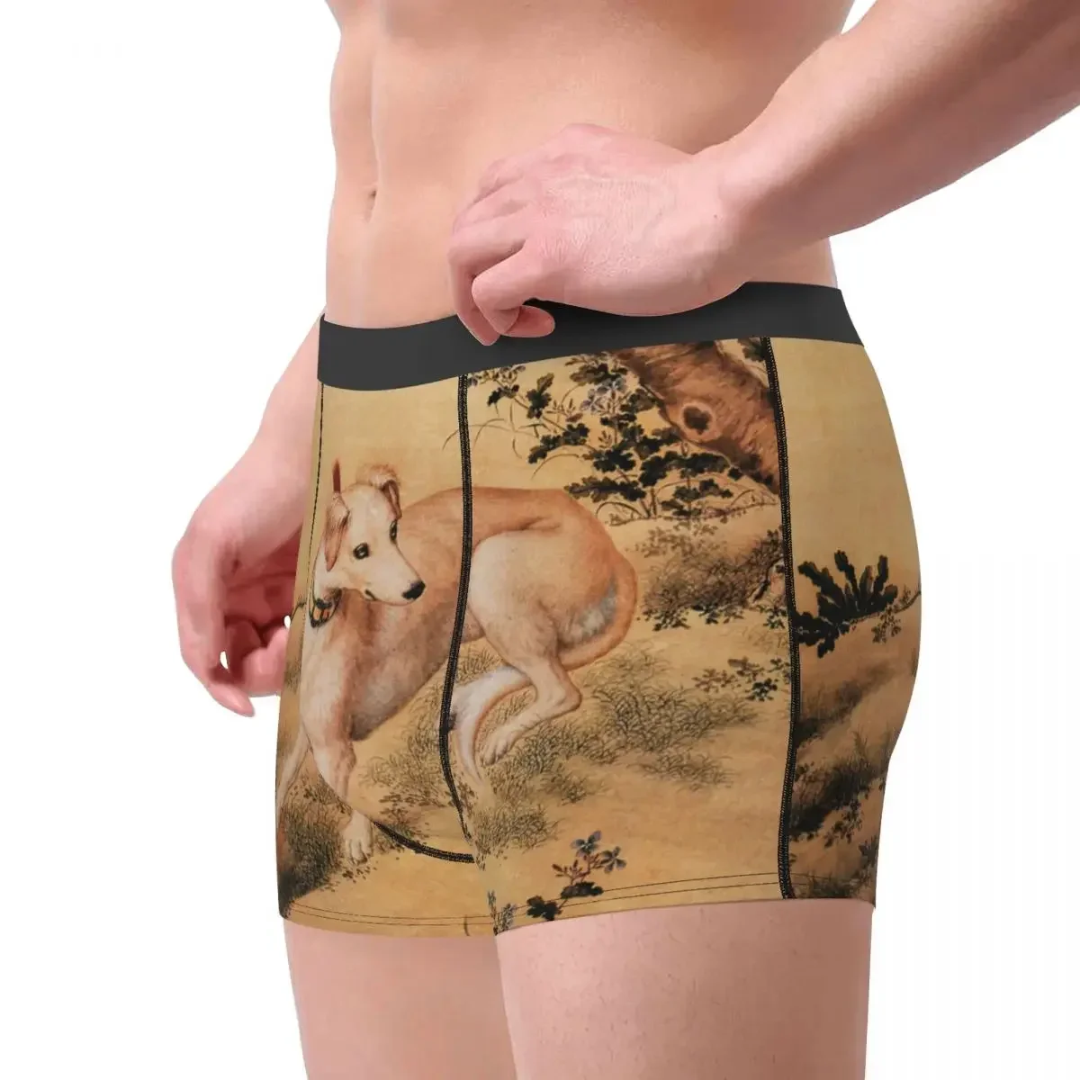 그레이 하운드 휘펫 강아지 복서 반바지, 3D 프린트 빈티지 스타일 페인팅 속옷 팬티, 부드러운 언더팬츠