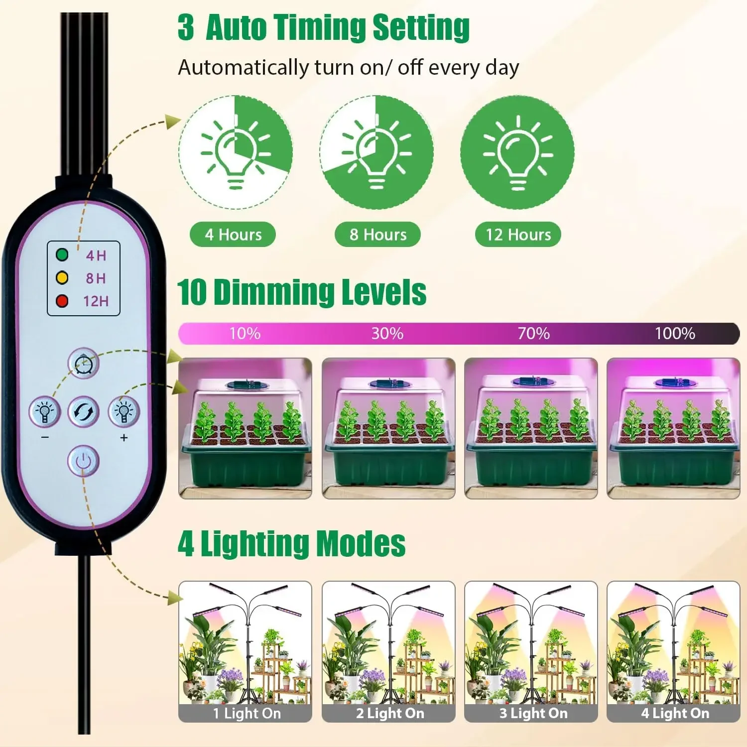 Tripod LED Plant Light Full Spectrum USB Plug-In Indoor Greenhouse Vegetable Flower Plant Light Plant Grow Box Plant Lights