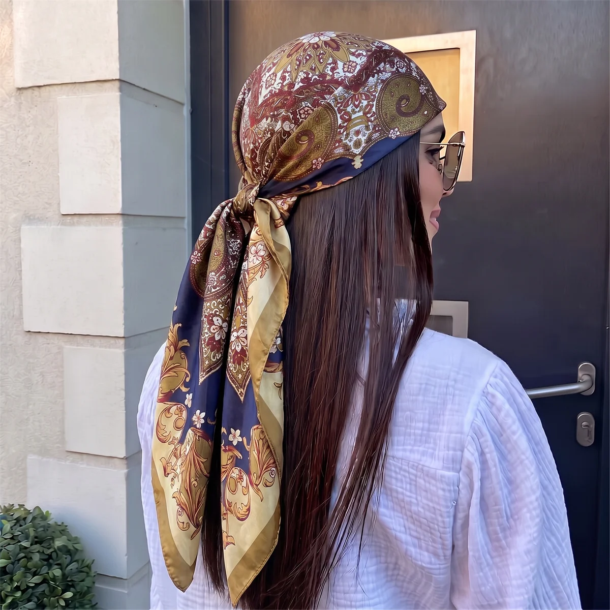Vintage Fashion Hijab - Lenço Quadrado Feminino Vintage Paisley Swirl