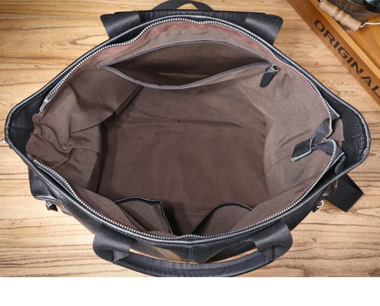 Organizers designers handmade genuine leather men's large-capacity briefcase business casual cow leather black laptop handbag