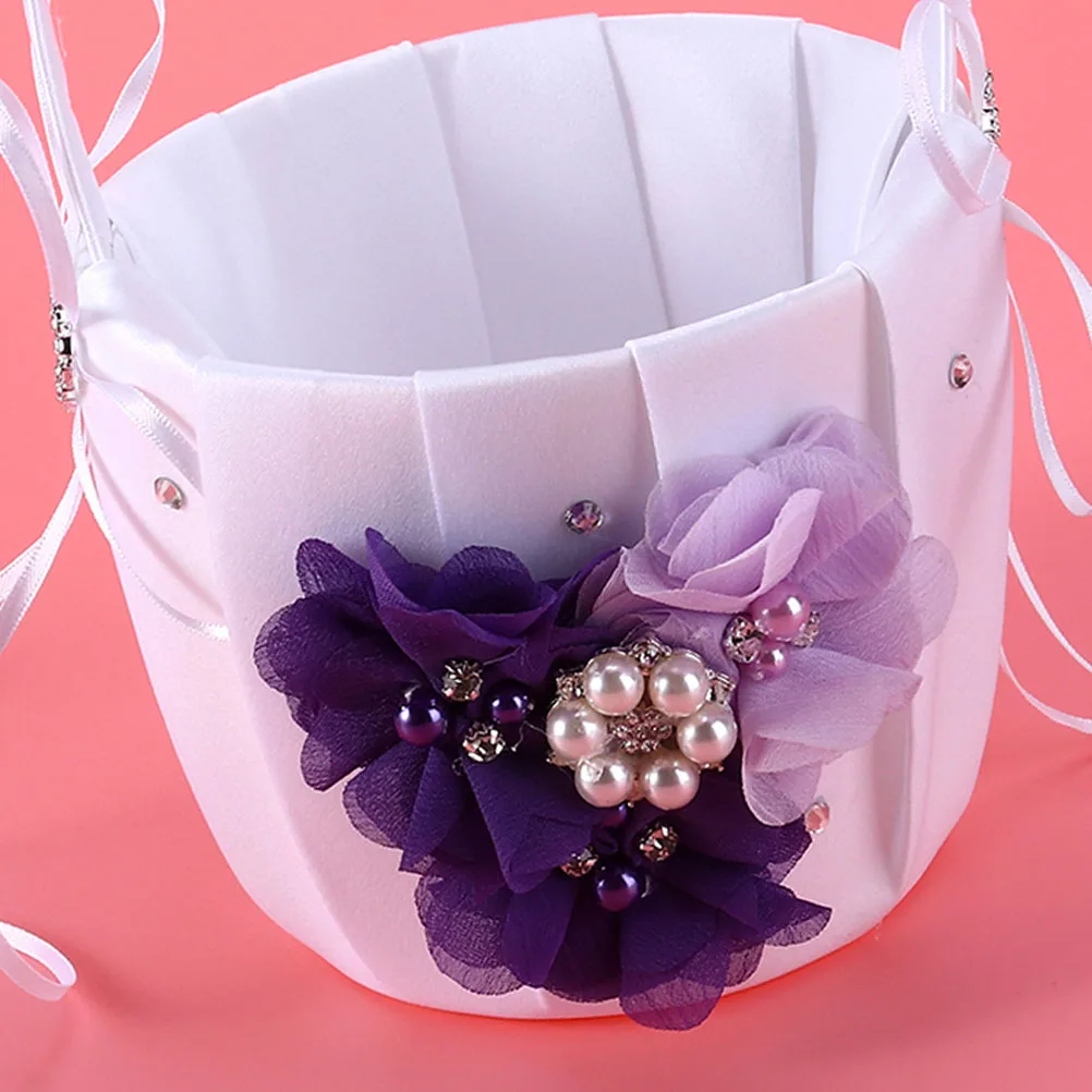 

1pcs Wedding Flower Basket For Bride Flower Girl Basket Rose Petals Holder Ceremony Decoration Party Graduation Banquet Gift Use