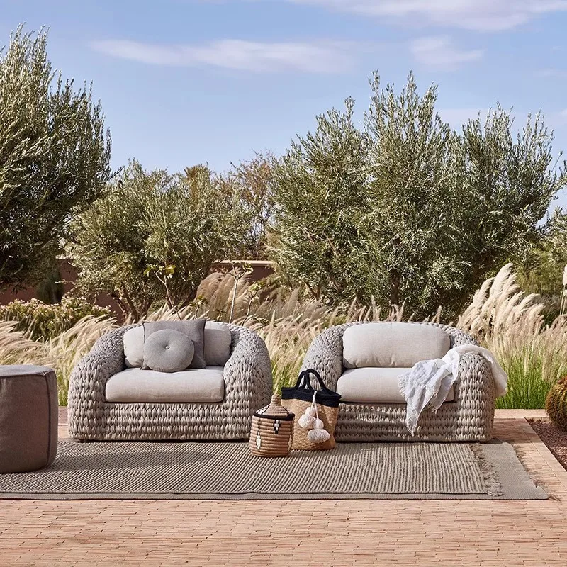 DSA Outdoor Rattan Sofa Combination Villa Courtyard Hotel Model Room Living Room Outdoor Homestay Leisure Rattan Chair