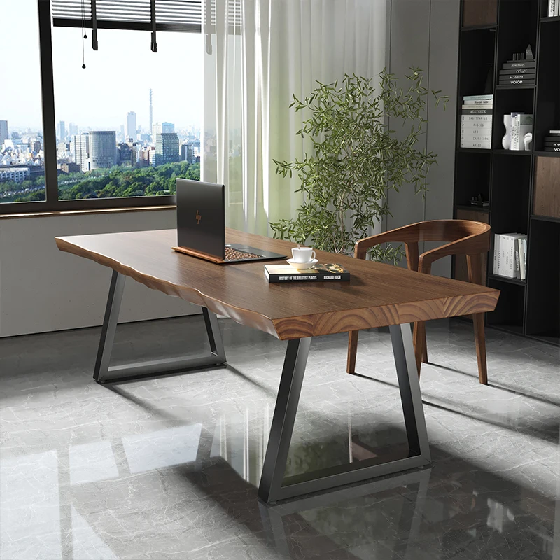 Modern Aesthetic Computer Table Office Big Brown Wooden Reading Office Desk Executive Writing Escritorios De Oficina Furniture