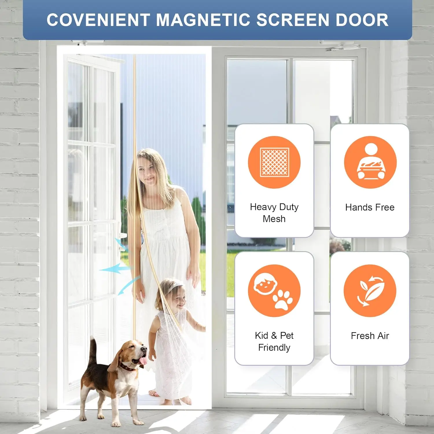 White Magnetic Door Screen Mosquito Net Curtain Fly Insect Automatic Closing Invisible Mesh For Kitchen Indoor Living Room