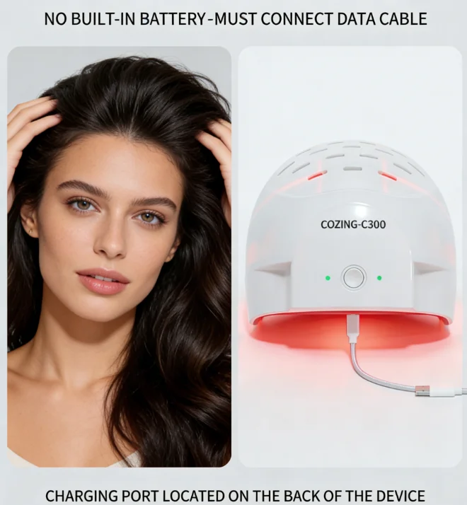 

Лазерная шапка COZING-C300 от мужского облысения, 300 диодов, 650 нм, 660 нм, терапия LLLT, портативное устройство Type-C