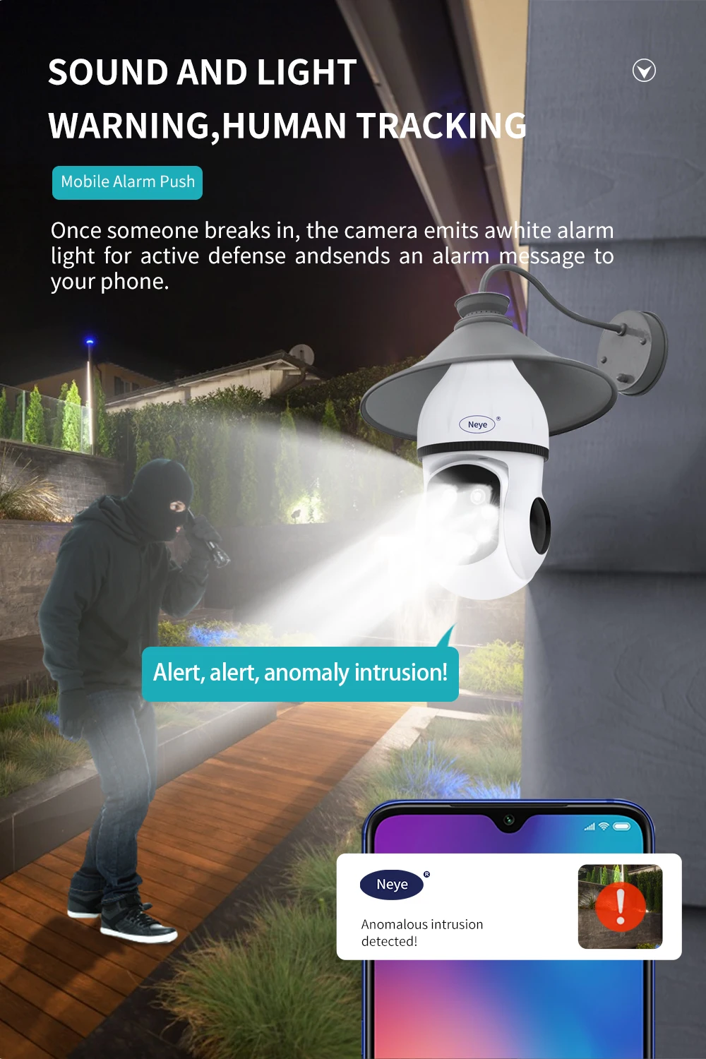 Neye S20 8MP/4K WiFi Smart Home Sicherheit Kamera 1080P HD 10X Digital Zoom PTZ IP Kamera automatische Tracking Sicherheit Überwachung – Detail 5