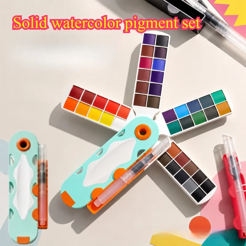 Professional 40 Color Fan Solid Watercolor Pigment Set Portable Art Supplies Student Sketch Painting Doodle Creation Watercolor