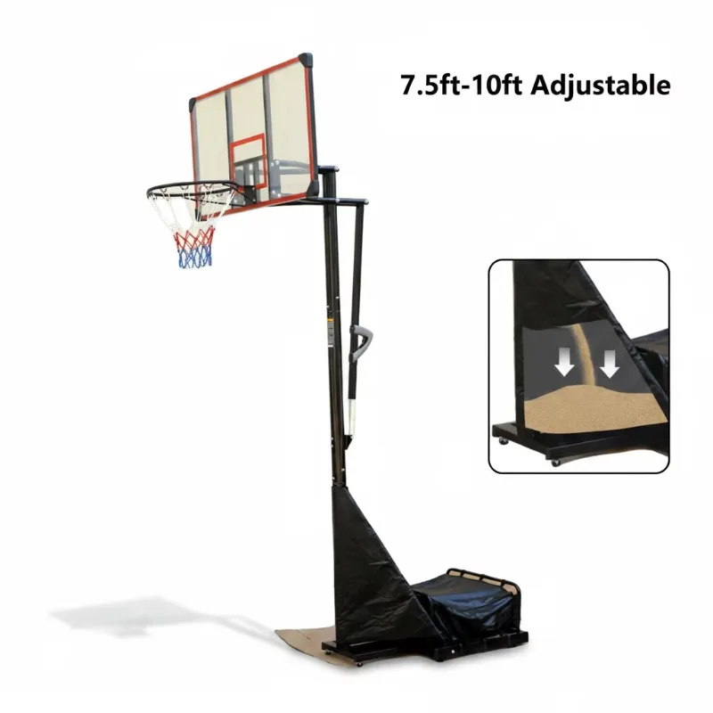 Portable Basketball Hoop 10ft Adjustable Height Basketball Goal with Wheels for Outdoor Indoor Court Training