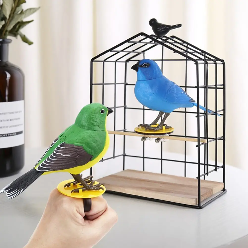 Voice Controlled Electric Singing Bird Plastic Plaything Simulation Stimulation Funny Bird Adornment for Office Room Decoration