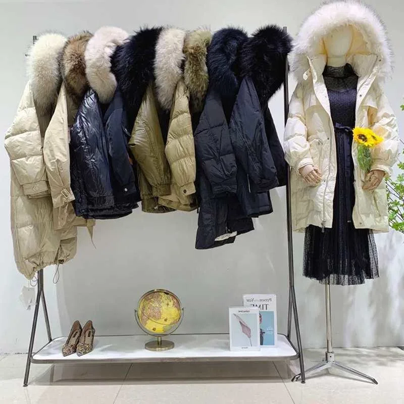 Down jacket women's highend female fox fur collar long down Jiaxing Pinghu white duck winter wear