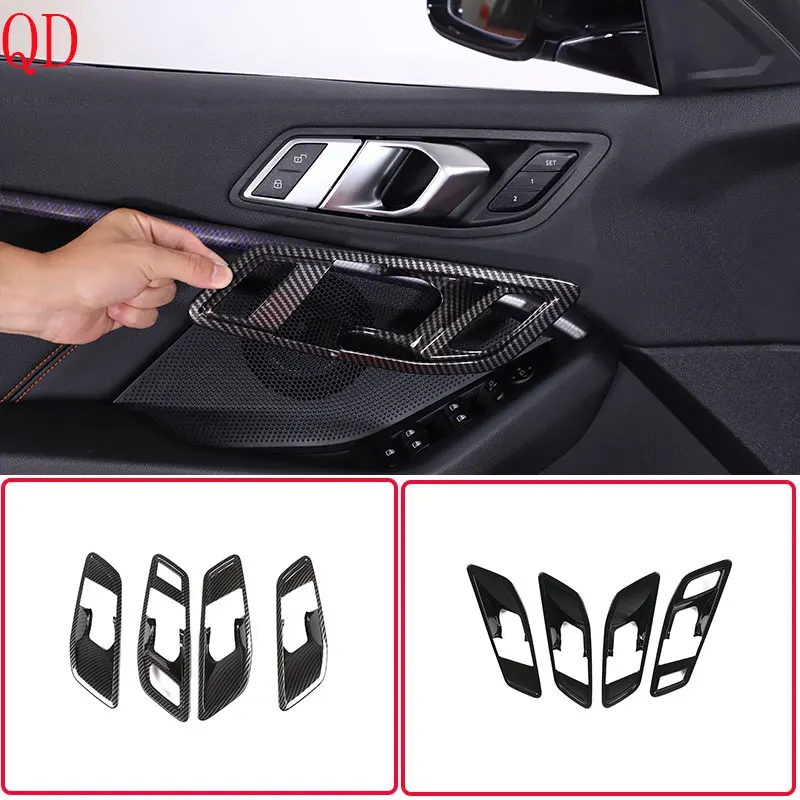 

For BMW 1 2 Series F40 F44 2020-2024 ABS Carbon Fiber Inner Door Handle Frame Cover Stickers Trim Car Accessories