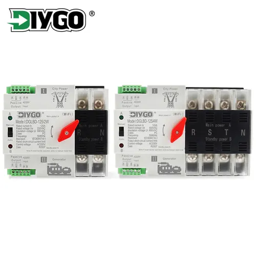 EWelink WIFI Smart ATS 2/4P temporizador 220V Doble potencia interruptor de transferencia automática Selector Control remoto ininterrumpido generador 125A