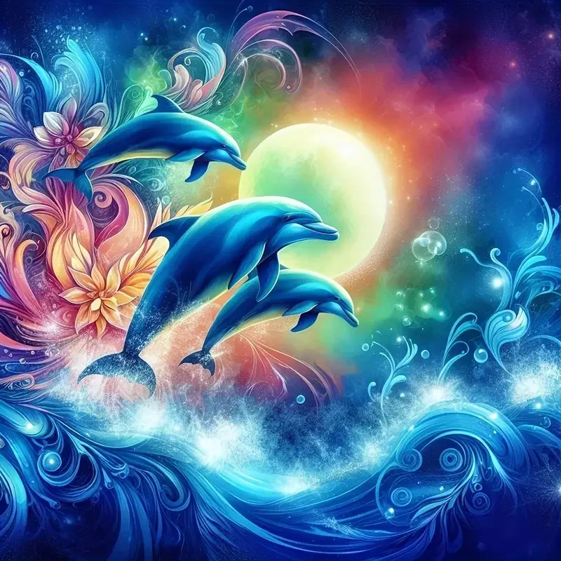 RUOPOTY 5D DIY Animal Diamond Painting For Adults Kit Dolphin Embroidery Handcraft Home Wall Decor