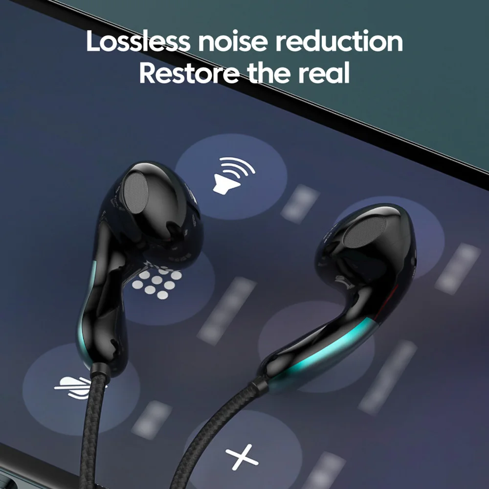 3.5MM Wired Earphones Type C In-Ear Headphones HiFi Handsfree Earbuds Noise Reduction Headset With Mic For Samsung Xiaomi Huawei