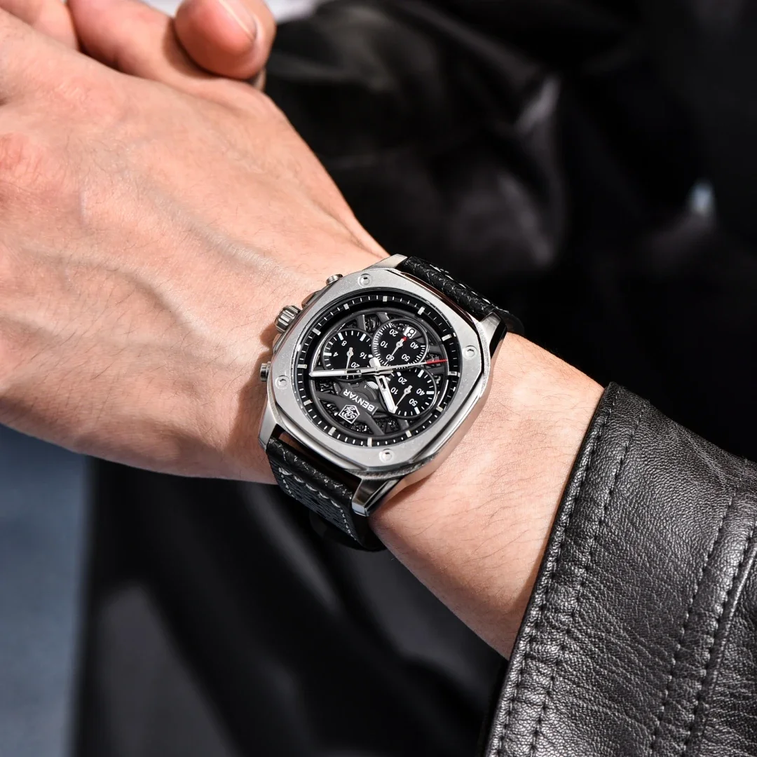 2026 BENYAR Orologio da uomo nuovo marchio di lusso cronografo da uomo multifunzionale in acciaio inossidabile orologio al quarzo impermeabile da 30 metri
