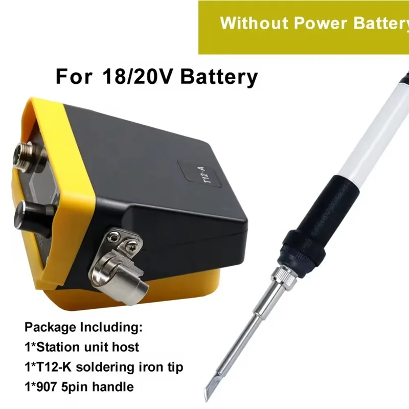 

ABLK T12-A Cordless Soldering Station 72W T12 Solder Iron For Dewalt 18/20V Li- Battery For DIY Repair Electric Solder