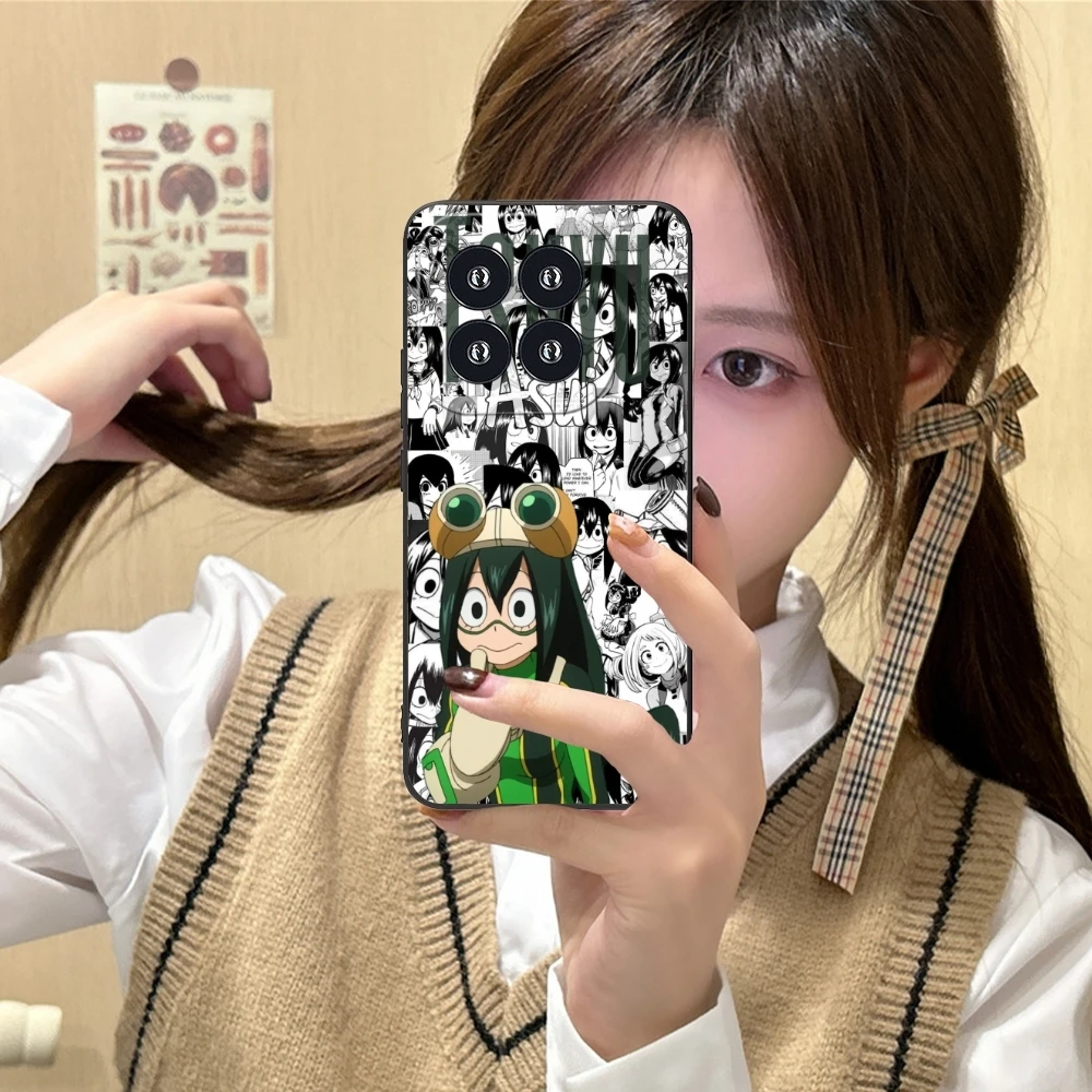 Hero Tsuyu Asui Froppy Cell Phone Case for Xiaomi 14 13 12 11 10 9 T Ultra Lite Pro S SE X 5G Black Soft Phone Cover Shell