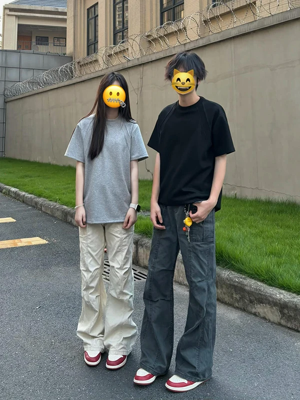 

Deep ey Pleated Flared Workwear Jeans Men's Slim Fit Bootcut Denim Cleanfit Narrow Version Casual Straight Leg Jeans