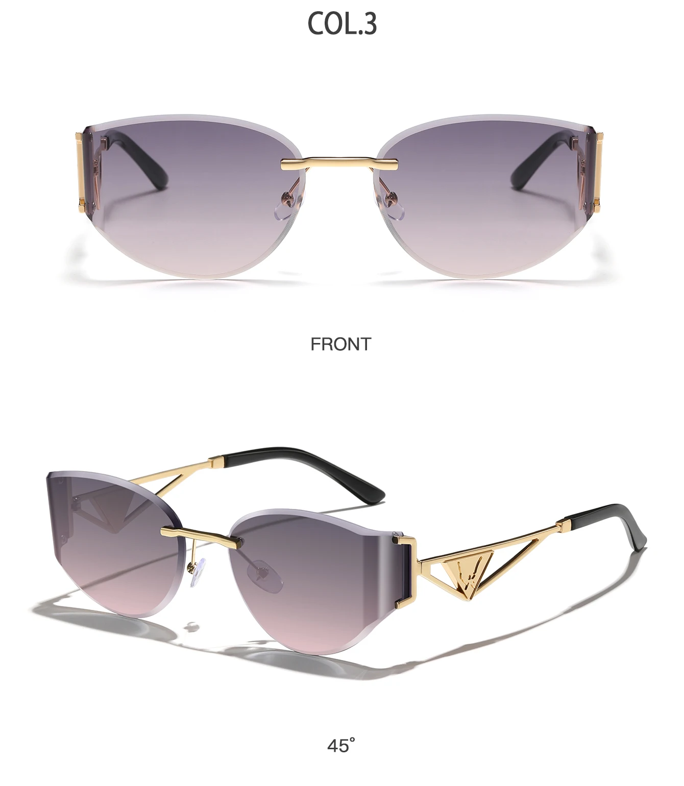 Modische randlose Fahrrad-Sonnenbrille, trendige Metallrahmen-Brille mit UV-Schutz für Männer und Frauen, Outdoor-Radfahren, Wandern, Brillen – Detail 5