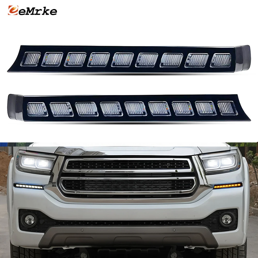 LED DRL Car Frame for GWM Poer P30 Brazil P300 Cannon 2025 2026 Daytime Running Lights Bumper Grilles White or Yellow or Blue