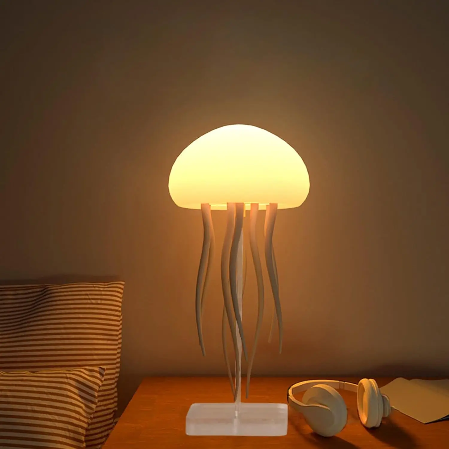 

LED Jellyfish Night Light RGB Gradient Voice Control Jellyfish Bedside Lamp Rechargeable with Touch Sensor Lights for Bedroom