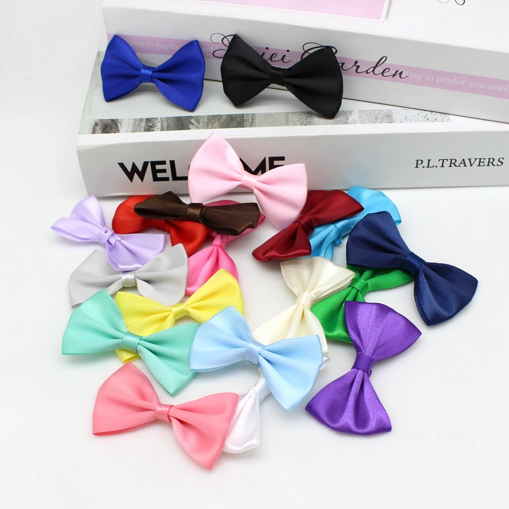 20 or 50pcs/lot 40mm-60mm Bows Girls Boutique Craft Wedding mbellishment DIY Bowties Hair Clips Pets Hair Bow Crafts Decor